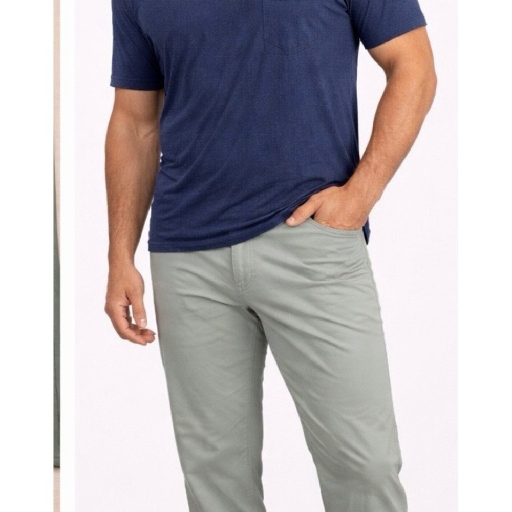 Vineyard Vines Mens 5-Pocket Canvas Pants Sage Green 28x32 Slim Straight Stretch